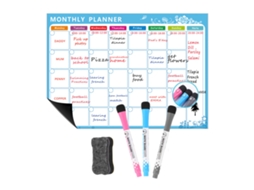Quadro Branco Magnético de Calendário Seco para Geladeira, Parede, com 3 Canetas e Apagador, Planejador Semanal e Mensal, A3