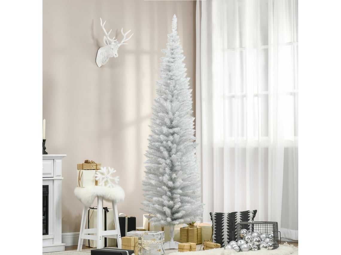 Árvore De Natal Artificial, 210 Cm, Com 199 Pontas De Ramo, Branco