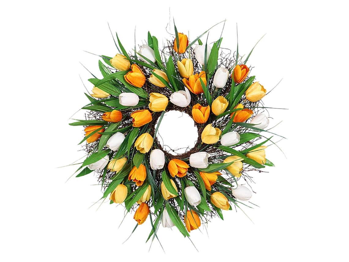 Coroa de tulipas artificiais 40cm para porta e parede LAXISCREED