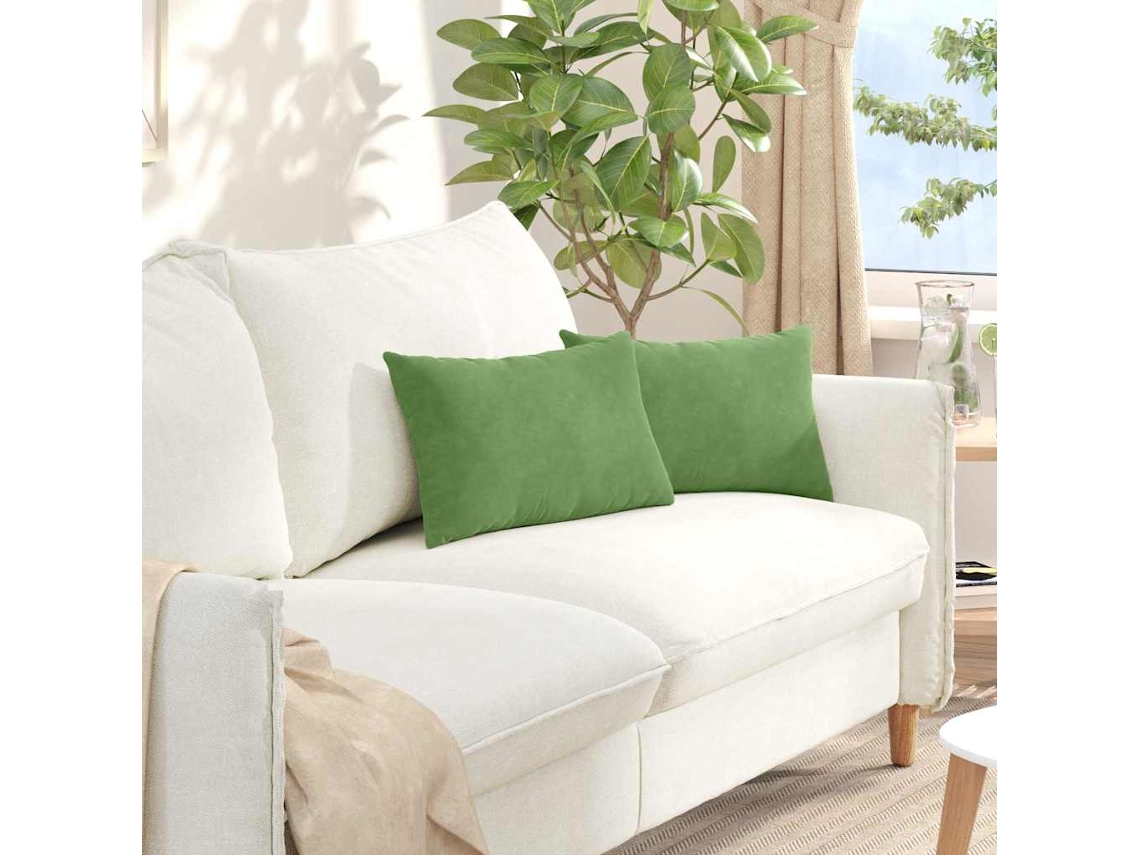 Vidaxl Travesseiros De Sofá 2 Pcs Verde Claro 50 X 30 Cm