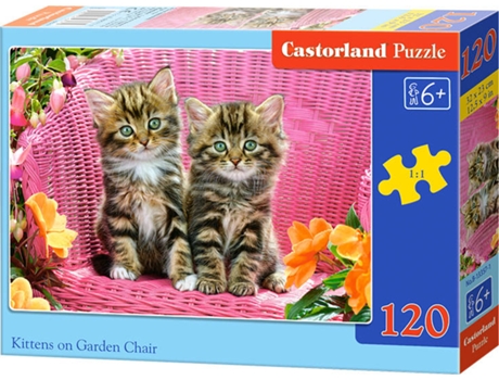 Puzzle  Kittens on the Garden Chair (120 Peças)