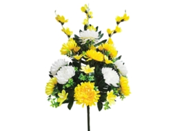 Laxiscreed Arranjo De Flores Para Funeral Com Crisântemo Amarelo E Branco, 19 Cabeças, Transporte Seguro
