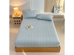 Lençol Elástico, 120*200cm, Tecido De Algodão Cru, Bolso Profundo De 30cm, Estilo Casa De Campo,para Meninas E Mulheres. Azul Hexinyigjly