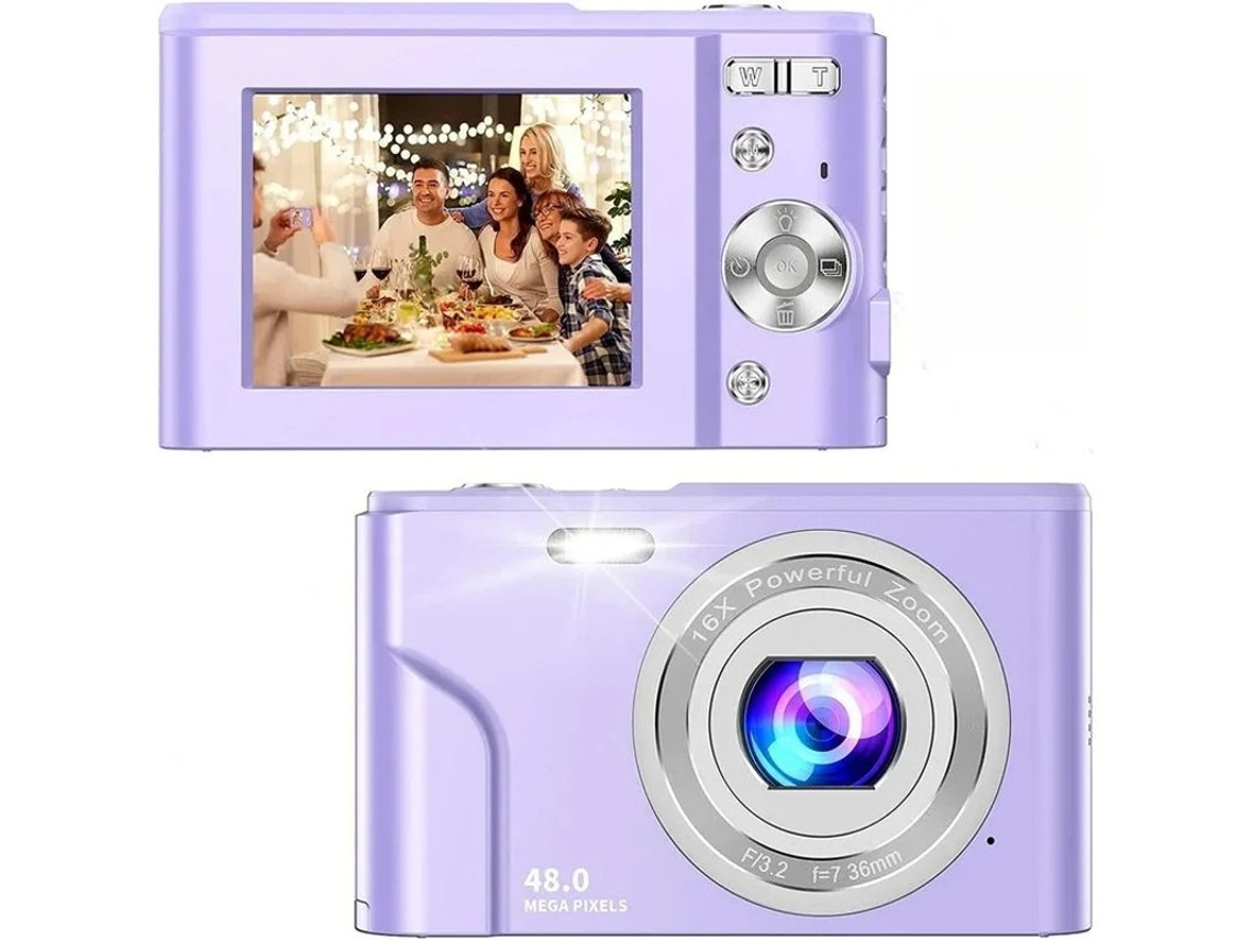 Câmera digital HD Yizhood de 24 polegadas e 48 MP, roxa, câmera compacta portátil