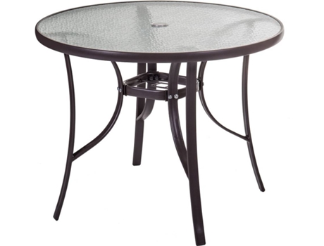 Mesa de Jardim  Neila (Castanho - Aço e Cristal - 90x72 cm)