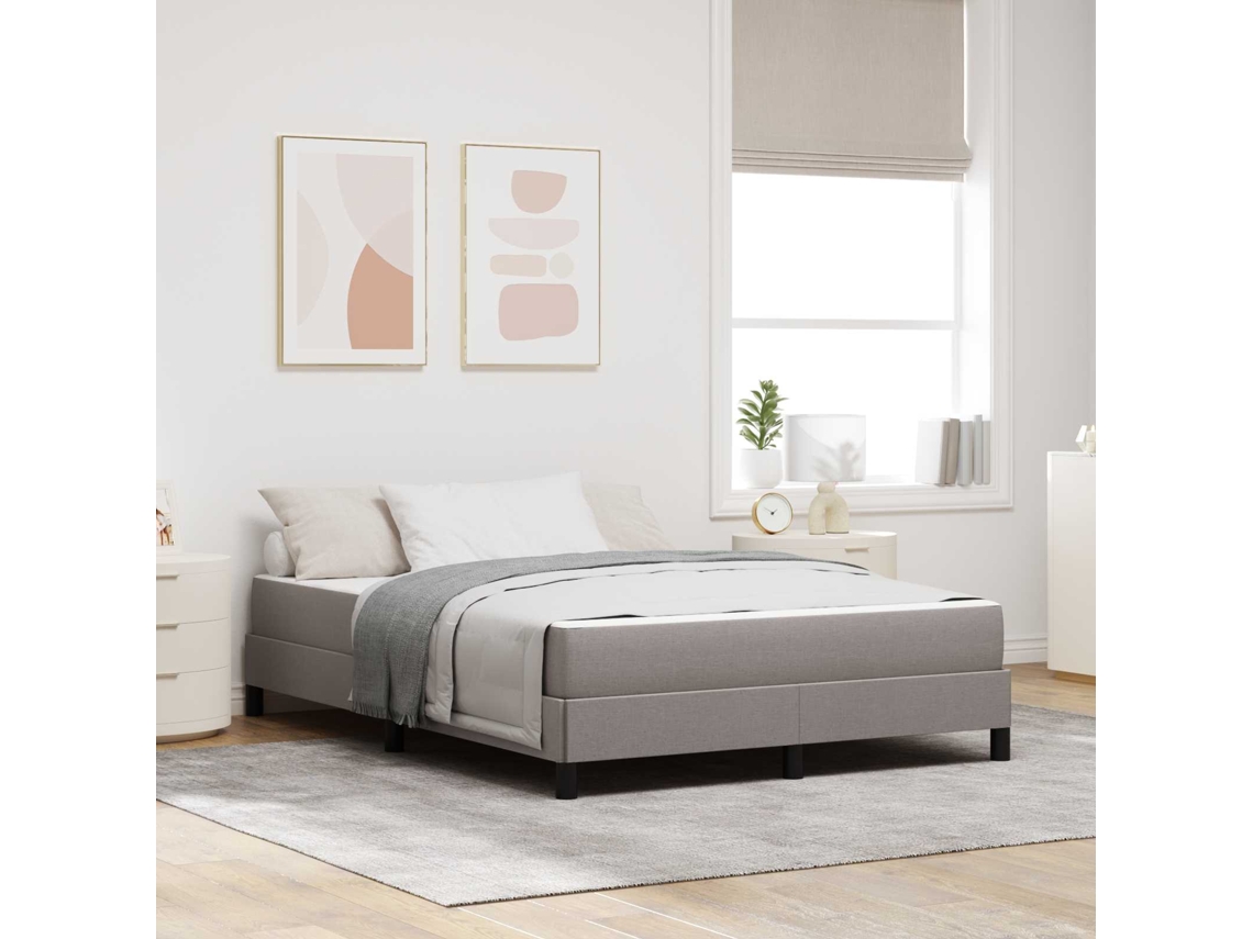 Vidaxl Cama Box Cinzento-acastanhado 160 X 200 Cm Tecido