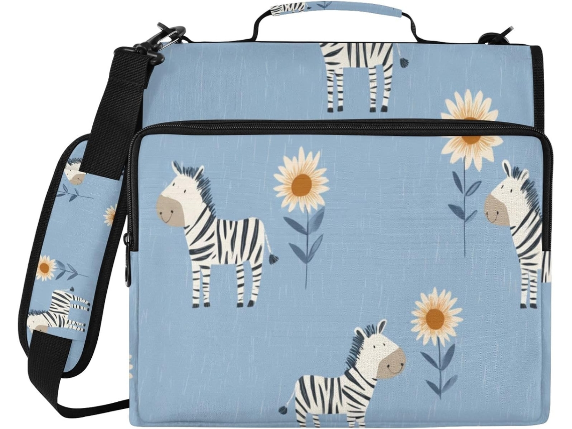 Mochila Escolar Zebras com Zíper, 3 Compartimentos, Alça, Diversas Opções de Bolsas, Bolsa Portátil para Armazenamento Doméstico