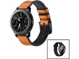 Kit Bracelete Premium Siliconleather + Película de Hydrogel Xiaomi Mi Watch Revolve Active Castanho Preto
