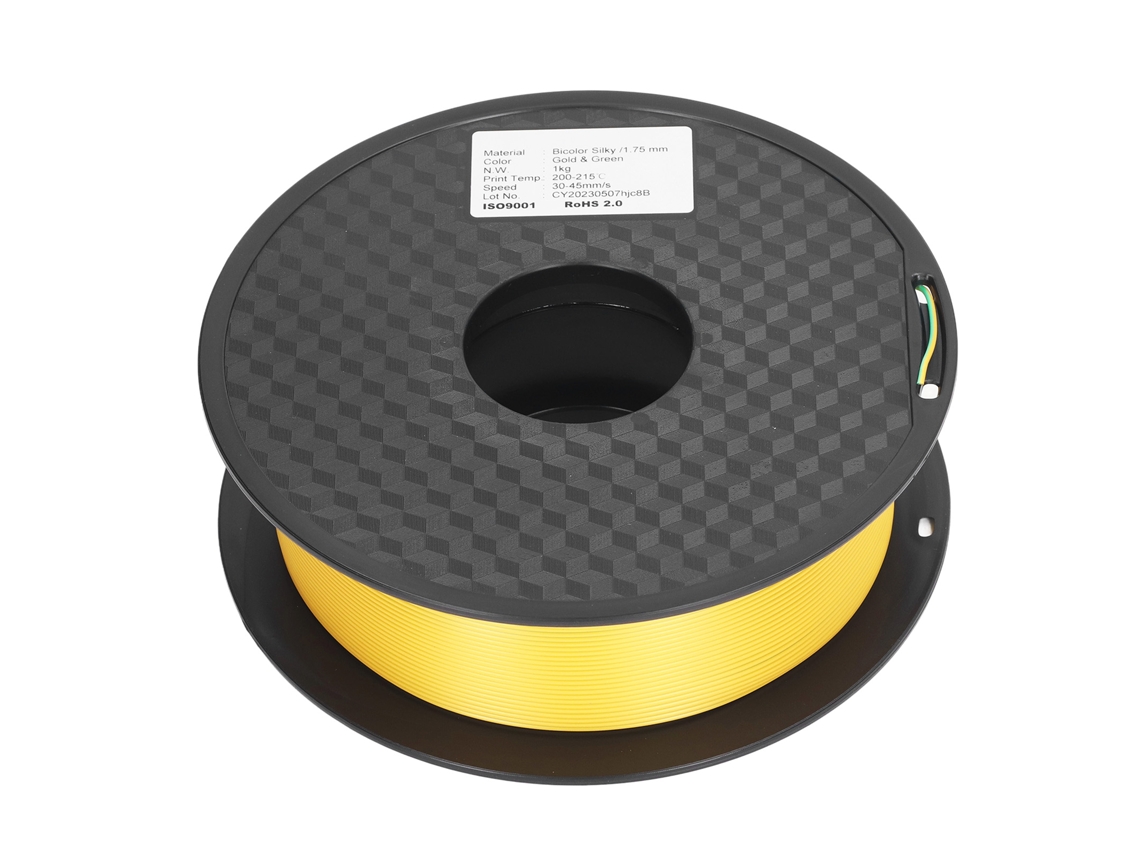 Filamento Pla Para Impressora 3d Bicolor 1.75mm Seda Dourado E Verde