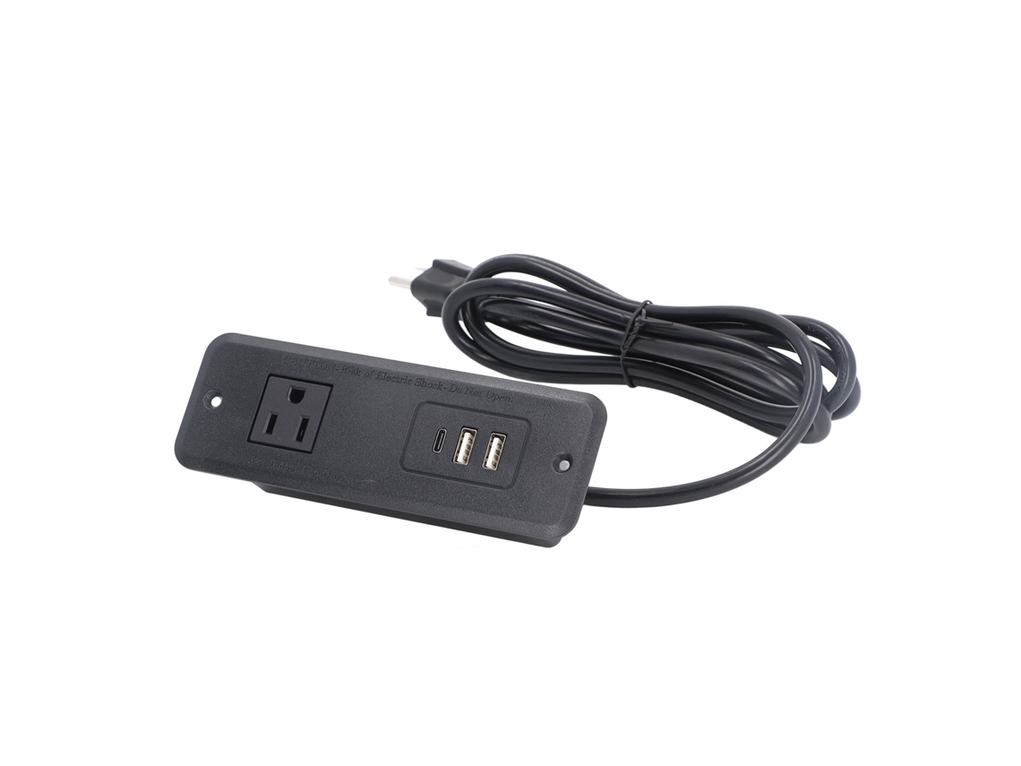 Tomada Embutida Primerox 20w Pd Carregamento Rápido com 1 Tomada 2 Usb 1 Type C para Mesa Escritório