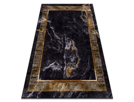 Miro 51278.809 Tapete Mármore Grego Antiderrapante Preto / Ouro