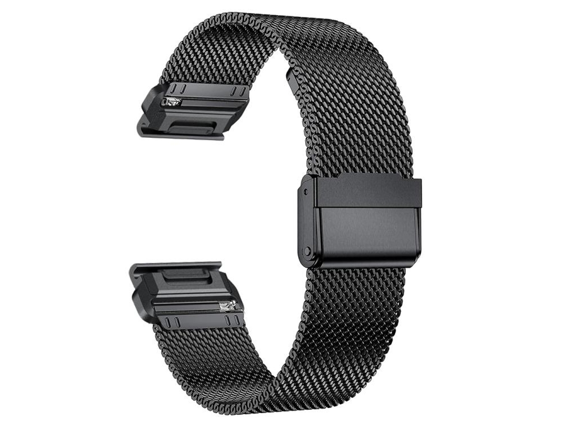 Bracelete para Garmin Aço Inoxidável Milanês Fivela Separada Preta XIAOMOYU (22mm)