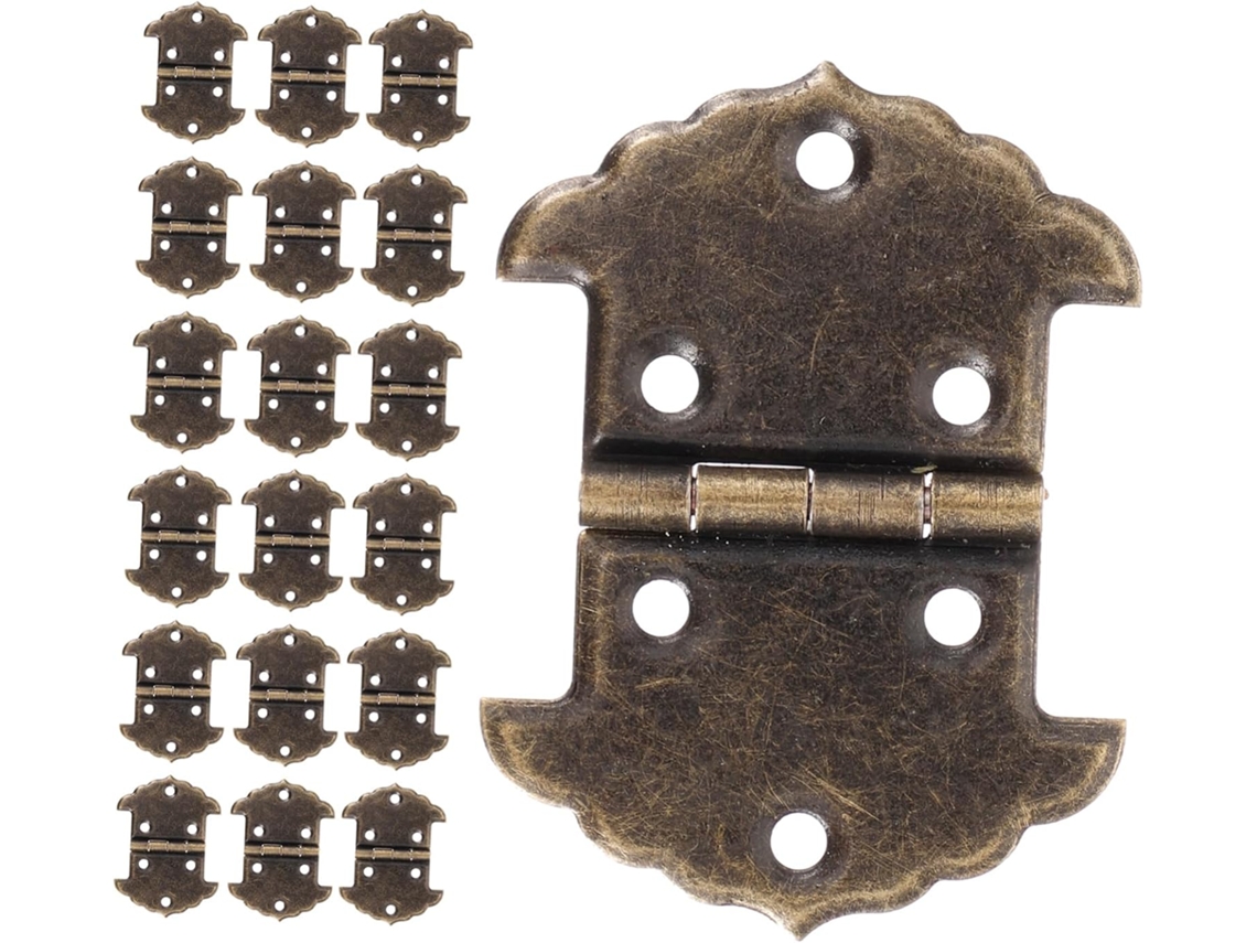 Kallory 20 Dobradiças Vintage Gravadas Para Caixas De Madeira, Dobradiças Antigas Para Portas De Armários Com Fechamento