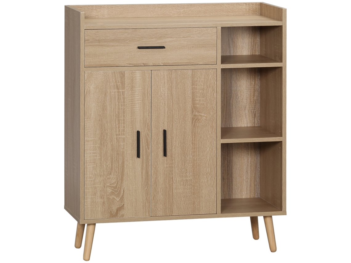 Aparador de Sala ZENCORE SERVICES com 2 portas, 1 gaveta, 3 prateleiras, 80x30x96,5cm, natural
