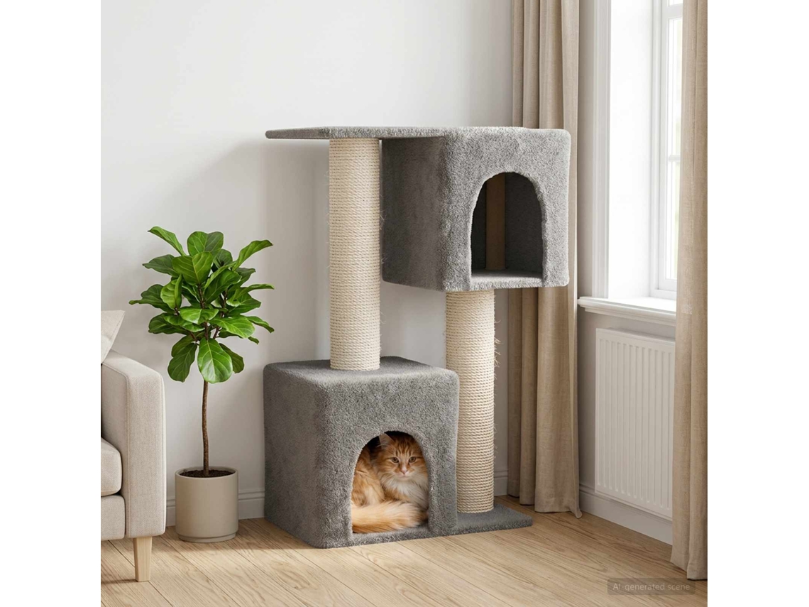 Vidaxl Árvore Com Postes De Sisal Cinzento-claro 114 Cm