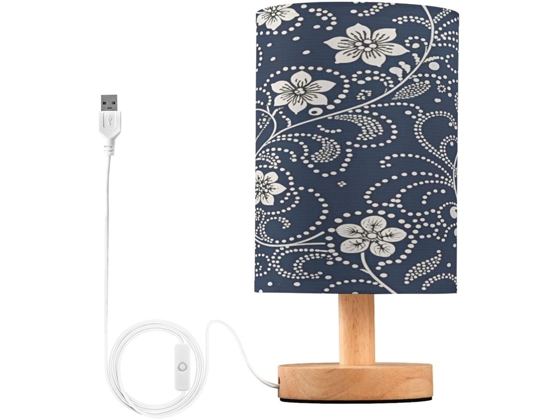 Abajur De Cabeceira Pequeno Floral Para Quarto, Con Portas de Regamento Usb C, Luminária De Mesa Cabeceira, Luminária