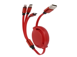 Aetheria cabo de Carregador 3 em 1 Retrátil 3a com Conector Typec/ios/android (vermelho Chinês)