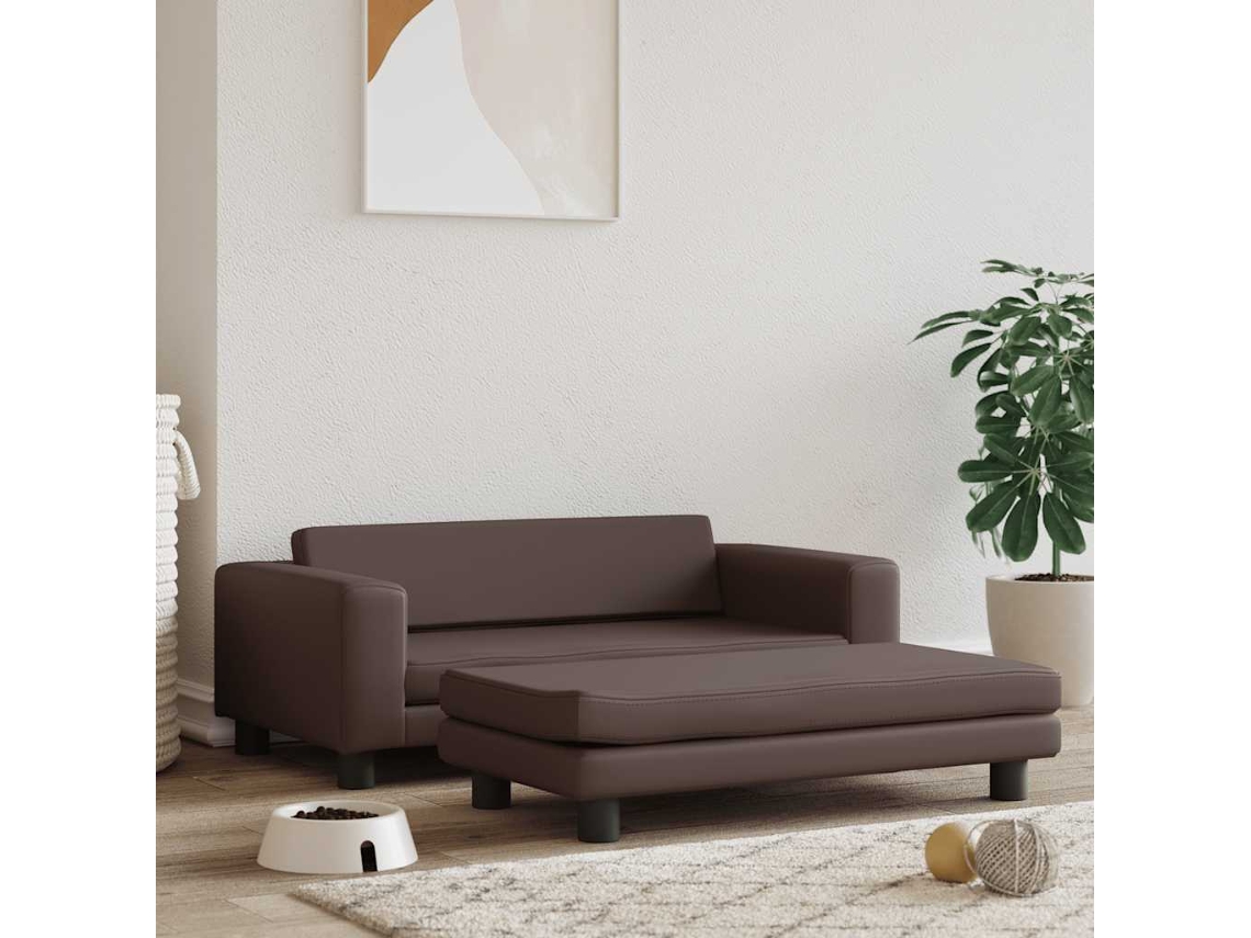 Vidaxl Cama Com Extensão 100x50x30 Cm Couro Artif. Castanho