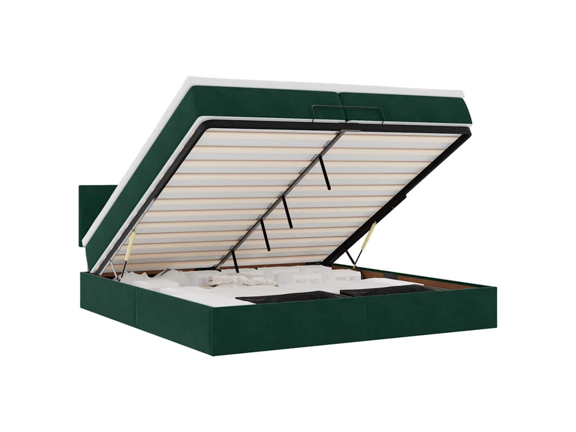 Estrutura de Cama Otomana com Colchão Verde Escuro Veludo MAISON EXCLUSIVE
