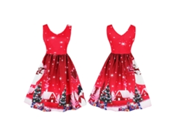 Laxiscreed Vestido Midi Vintage De Natal Sem Mangas Com Decote Em V Para Festas 2xl Vermelho