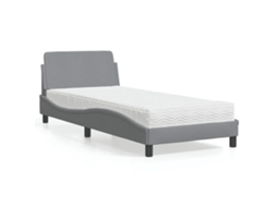 Vidaxl Cama Com Colchão Dover 90x200 Cm Tecido Cinzento-claro