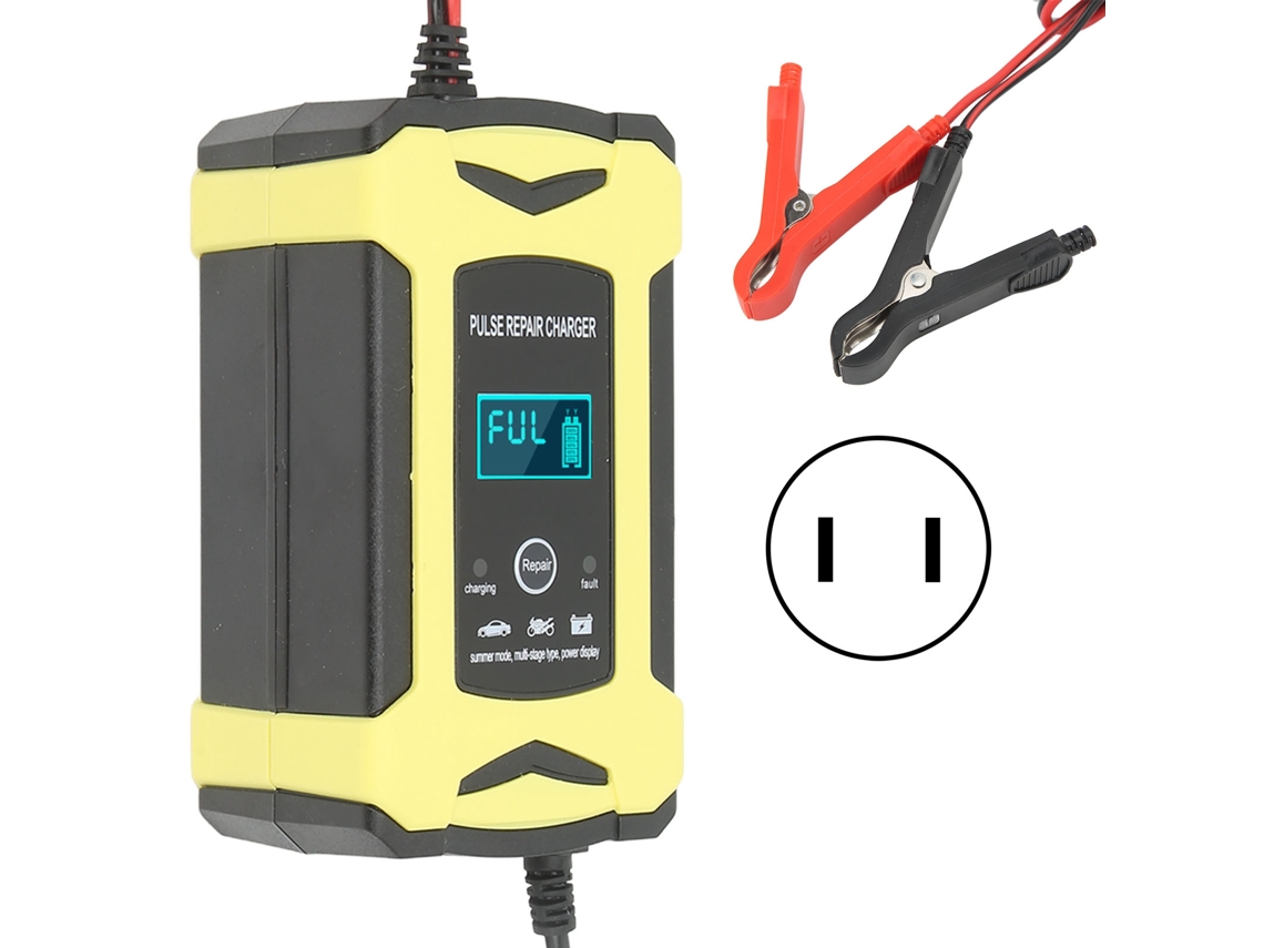 Carregador Inteligente De Baterias Com Ventilador De Resfriamento Pulso De Alta E Baixa Frequência Manutenção Smart Plug Us 110‑240v