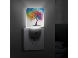 Luz noturna colorida com sensor crepuscular, luz noturna de baixo consumo de energia, ideal para quartos e banheiros.