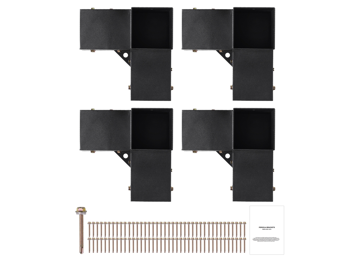 Kit de 4 Suportes Pérgola 10x10 Cm Suporte para Postes Madeira Canto 3 Vias Hardware Bricolagem Gazebos, Pérgolas Pátio, Cabanas
