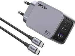 Carregador de Parede UGREEN 25871 (65 W - 1 Porta USB-A - 2 Portas USB-C  - Cinzento)