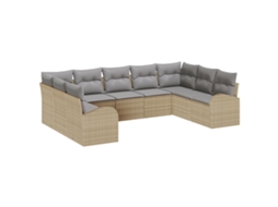 Conjunto 9 Assentos Exteriores Vidaxl Bege Vime Pe (289 X 179 X 85 Cm)