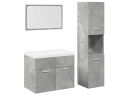 Maison Exclusive - 4 Pcs Conj. Móveis Casa Banho Derivados Madeira Cinza Cimento