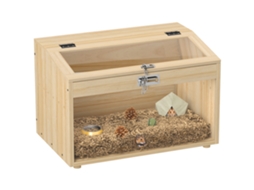De Madeira Acrílica 55 X 35 Cm Natural Gaiola Hamster Camundongos Com Tampa Abrible Janela