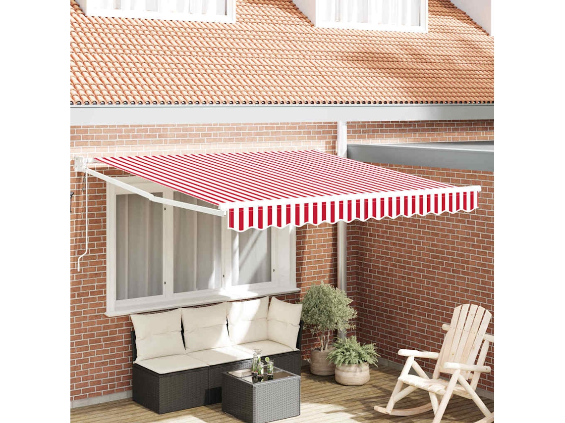 Vidaxl Toldo Retrátil Vermelho 300 X 250 Cm Poliéster E Metal