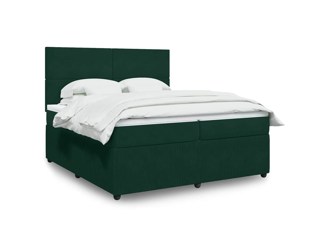 Vidaxl Cama Com Molas/colchão 200x200 Cm Veludo Verde-escuro
