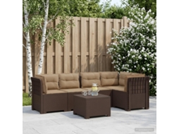 Vidaxl Sofá De Jardim De 5 Pessoas Com Almofadas Visual De Rattan Pp
