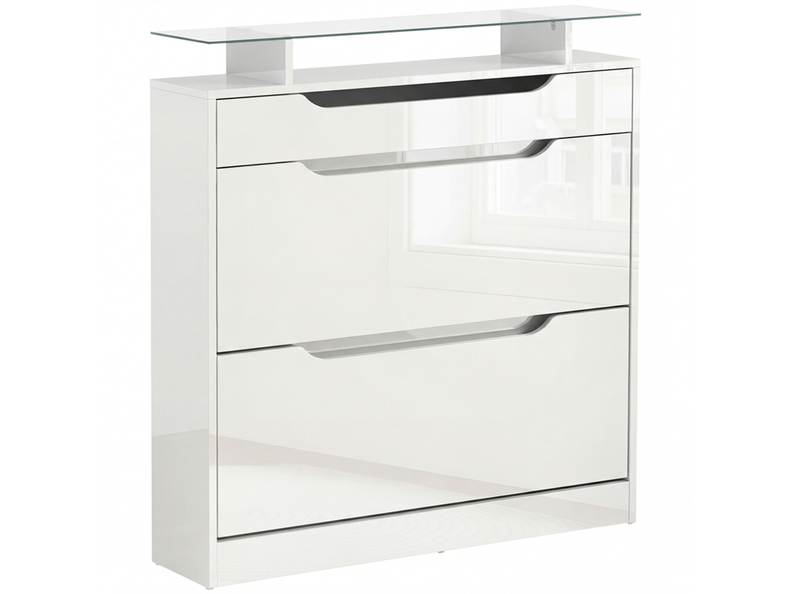 Sapateira econômica com 2 portas basculantes e gaveta, reguláveis em 2 níveis (89x23x96 cm) BTFORUS