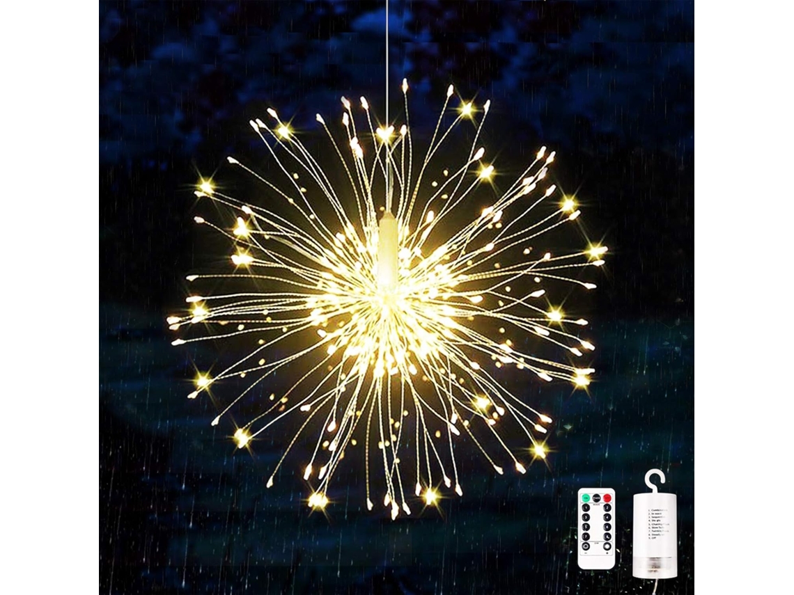 LAOPIPFU Luzes De Fogos De Artifício Festivas, Alimentadas Por Bateria Com Luz Branca Suave E Quente Para Decoração De Interiores E Exteriores, Contas De Crist