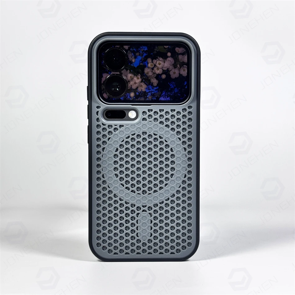 (xiaomi 15 Cinza) Capa Protetora Magnética Com Dissipação De Calor Em Malha Alveolar E Acabamento Fosco Resistente A Impactos.