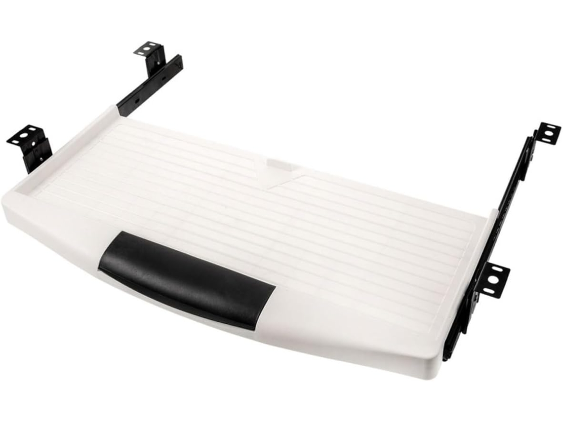 Bandeja para Teclado Sob a Mesa, Abs, Cinza, Branca, Deslizante de 35 Cm, Trilho Preto SFUSHOS