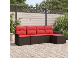 Vidaxl Conjunto De Sofá De Jardim 5 Unid. Castanho Vime Pe