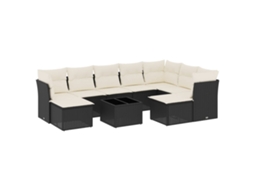 Conjunto 10 sofás de jardim c/ almofadões VIDAXL vime PE preto