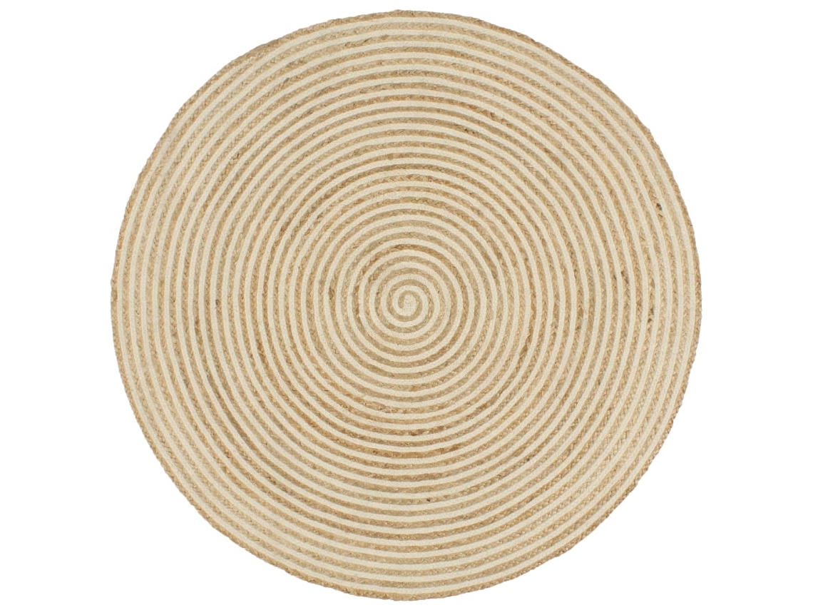 Vidaxl Tapete Artesanal Em Juta Com Design Em Espiral Branco 120 Cm