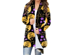 Blusa De Halloween Com Frente Aberta, Manga Longa, Estampada, Solta E Casual Tipo 3 S