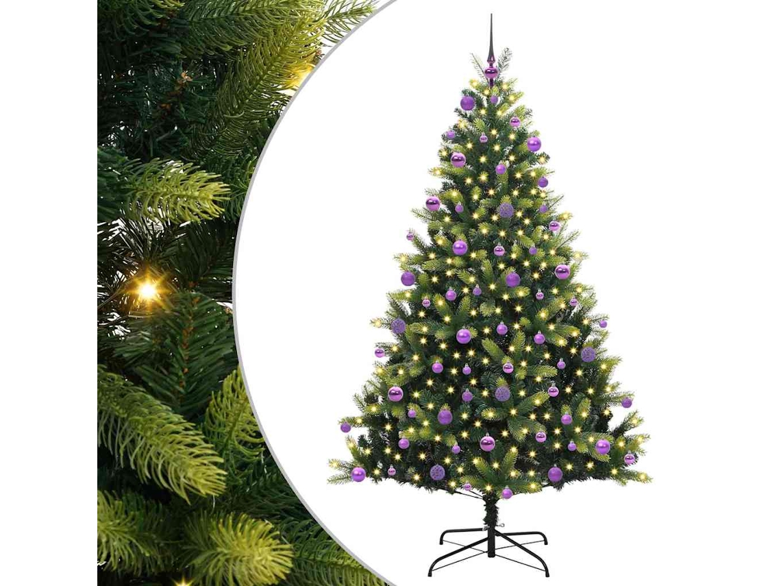 Árvore De Natal Artificiál Dobrável Com Luzes Led Vidaxl Verde Pvc (210 Cm)
