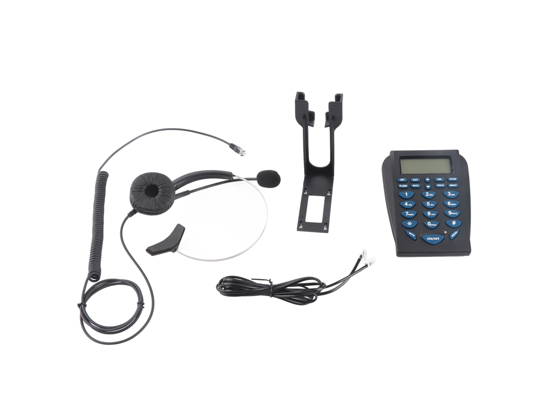 Telefone Fixo com Fone de Ouvido Anti ruído para Call Center e Escritório Residencial, Identificação de Chamadas, Plug And Play | S/MARCA