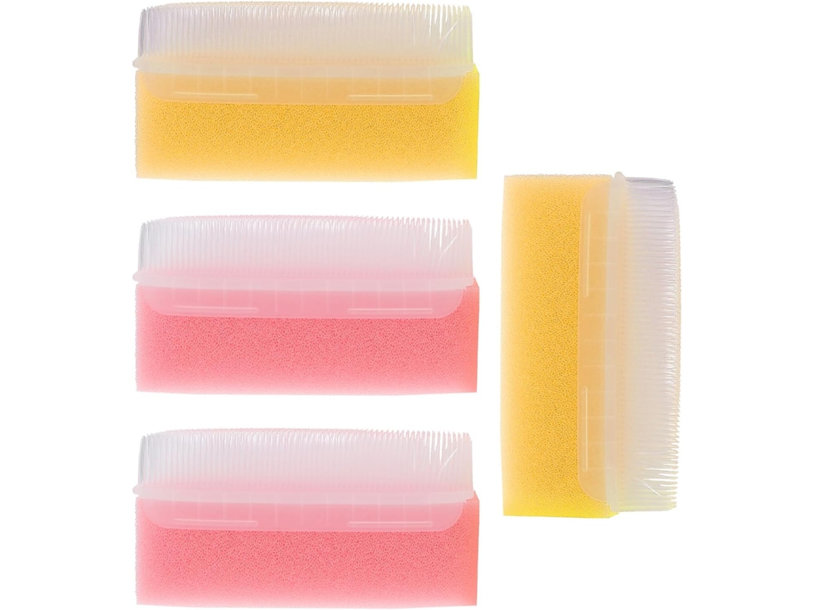 Conjunto Healeved Com 4 Esponjas De Banho Para Bebês Escova Massagem E Limpeza Corpo Cabelo, Ideal Para Chá De Bebê E