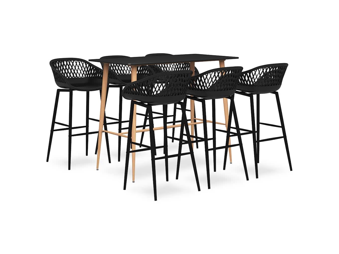 Vidaxl 7 Pcs Conjunto De Bar Preto