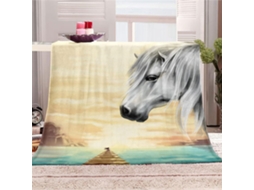 Manta de Flanela Fansu Estampa 3d Cavalos Colcha Inverno Macia e Fofa Microfibra para Sofá Adequada Adultos Cr