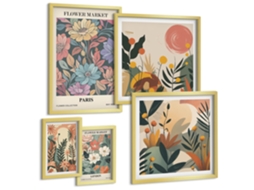 Conjunto De Pinturas Motivos Florais Paris Londres Espelharte (5 Peças)
