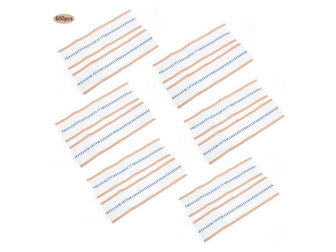 Kit Com 600 Resistores De 1/4w, 1% De Tolerância, Com Valores De Resistência 1k, 2k, 3k E 10k Ohm.